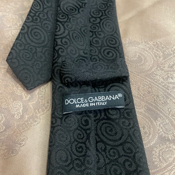Dolce & Gabbana Mens Black Skinny Tie - Picture 4 of 6